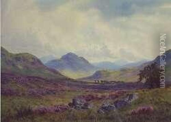 On The Heather Moors Of Inverness Oil Painting - Edward Horace Thompson