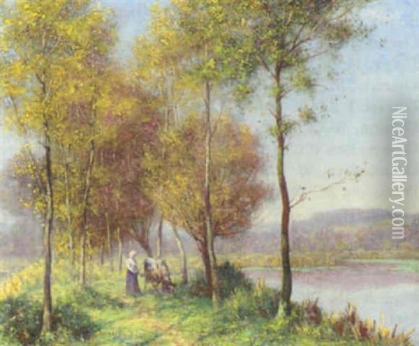By The River Oil Painting - Thomas Frederick Mason Sheard