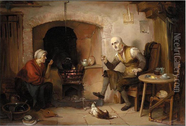 A Fireside Chat Oil Painting - Alexander George Fraser