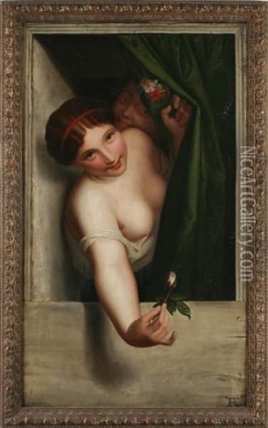Bocciolo Di Rosa Oil Painting - Antoine Joseph (Antonie) Wiertz
