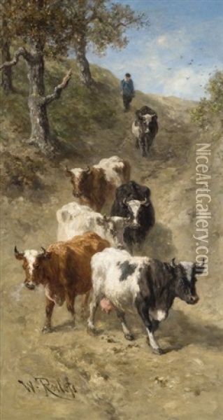 Troupeau De Vaches Dans Les Dunes Oil Painting - Willem Roelofs
