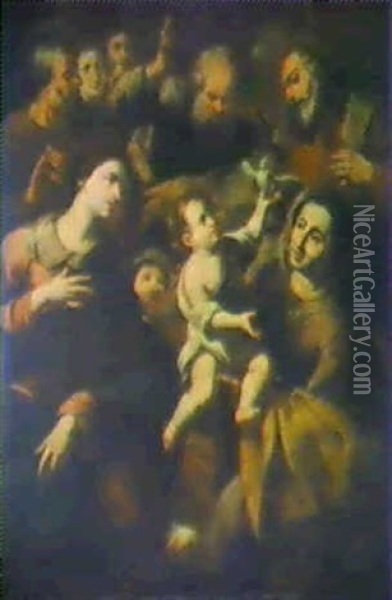 La Sagrada Familia Oil Painting - Francisco Herrera The Elder