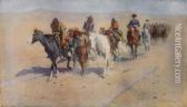 Pony Tracks In The Buffalo Trail Oil Painting - Frederic Remington