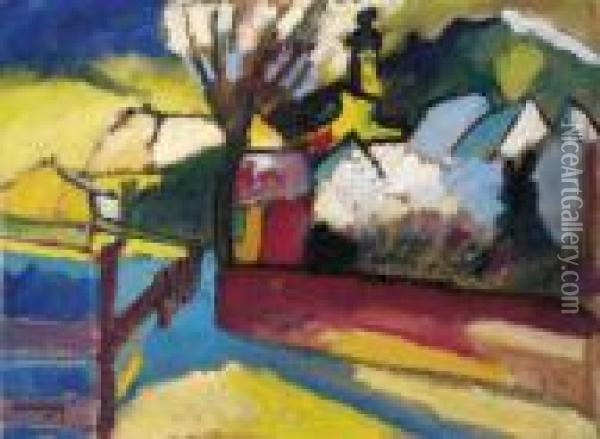 Herbstlandschaft Mit Baum Oil Painting - Wassily Kandinsky