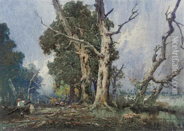 Timber Felling Oil Painting - Oswald Garside