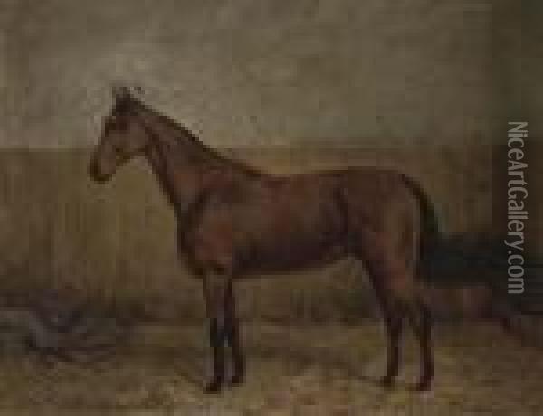 Heather Bell, In A Stable Oil Painting - William Henry Wheelwright