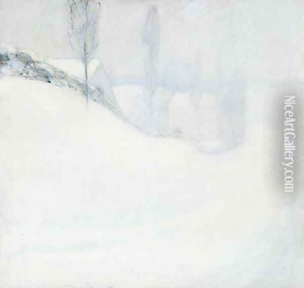 Round Hill Road Oil Painting - John Henry Twachtman