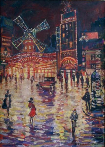 Paris, Le Moulin Rouge Oil Painting - Konstantin Alexeievitch Korovin