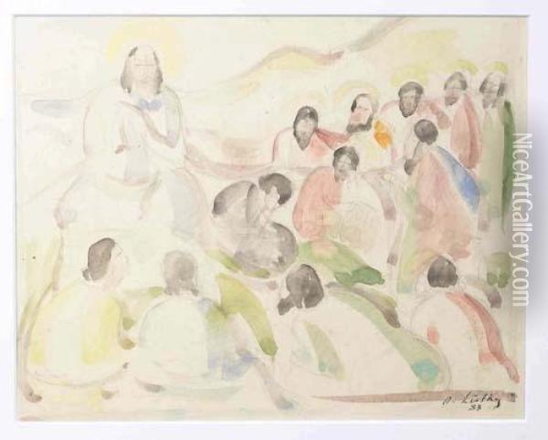 Christus Und Seine Junger. 1933. Oil Painting - Oskar Wilhelm Luthy