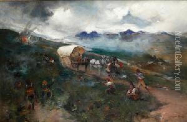 Batalla En Aragon Oil Painting - Domingo Munoz y Cuesta