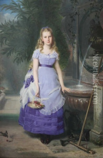 Jeune Fille Pres De La Fontaine Oil Painting - Charles Edouard Boutibonne