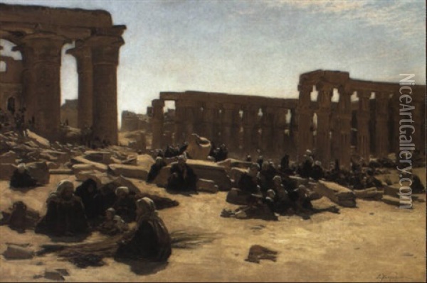The Ruins Of The Temple At Karnak Oil Painting - Joseph Farquharson
