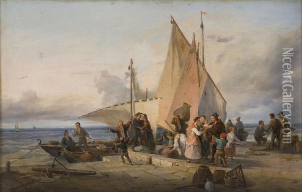 Il Ritorno Dalla Pesca Oil Painting - Gaetano Gigante