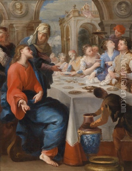 Die Hochzeit Zu Kana Oil Painting - Giovanni Antonio Pellegrini