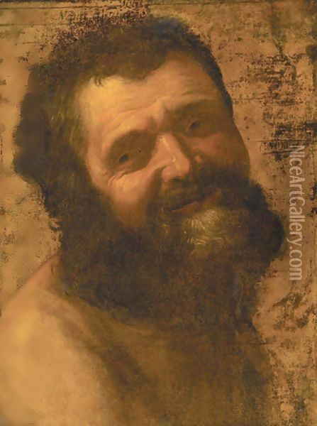 Portrait Of A Bearded Man Laughing, Head And Shoulders Oil Painting - Gerrit Van Honthorst