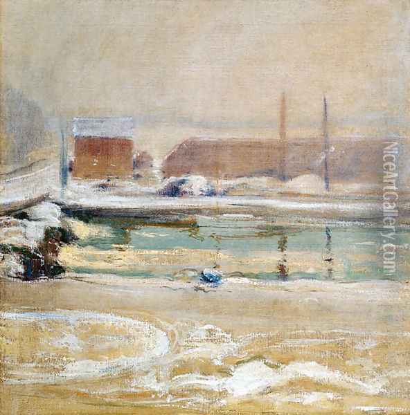 View From The Holley House Winter Oil Painting - John Henry Twachtman