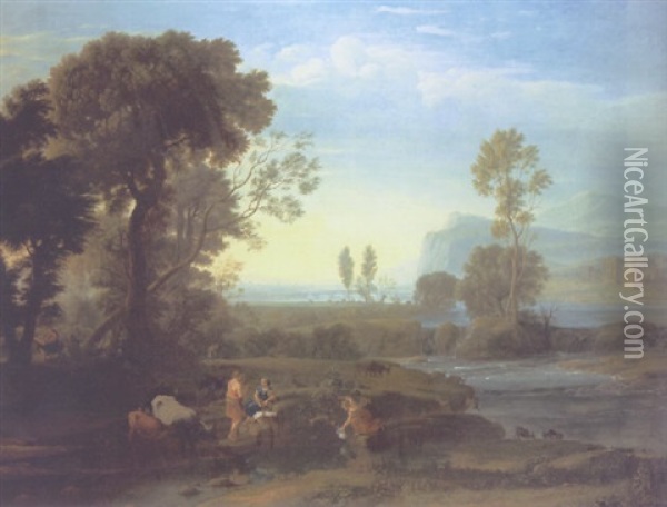 An Extensive Italianate Landscape With Flight Into Egypt Oil Painting - Claude Lorrain