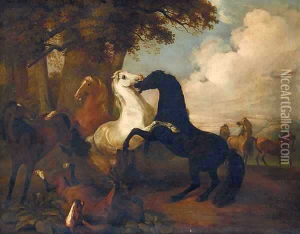 Thoroughbreds at Play 1816 Oil Painting - Adam Albrecht