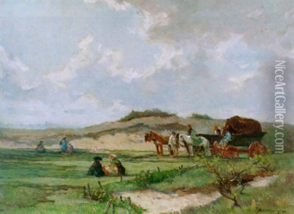 Fisherfolk In The Dunes Oil Painting - Johannes Evert Hendrik Akkeringa