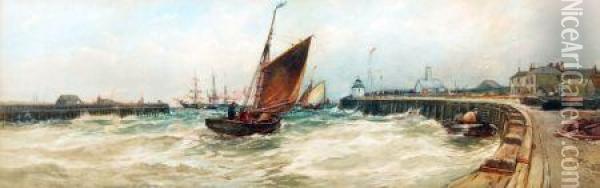 Gorleston Harbour Oil Painting - Robert Malcolm Lloyd