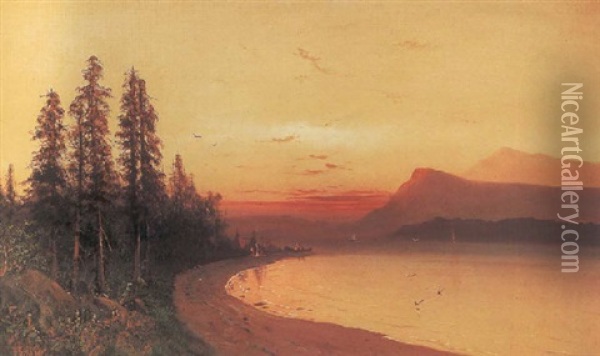 Evening, Donner Lake Oil Painting - Frederick Ferdinand Schafer