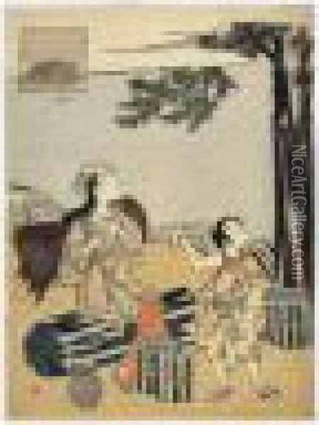 Bucheronne Et Son Fils Oil Painting - Suzuki Harunobu