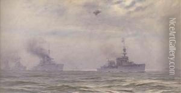 The German Fleet Oil Painting - Alma Claude Burlton Cull