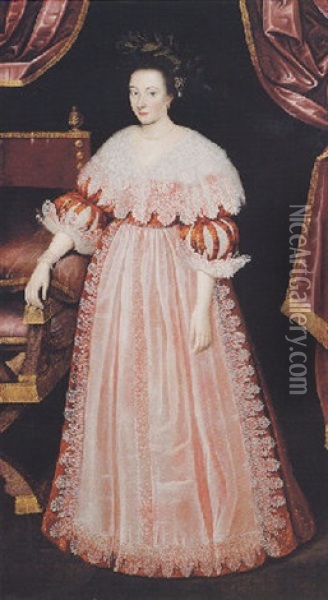 Portrait Of Lady Haddington Oil Painting - Marcus Gerards the Younger