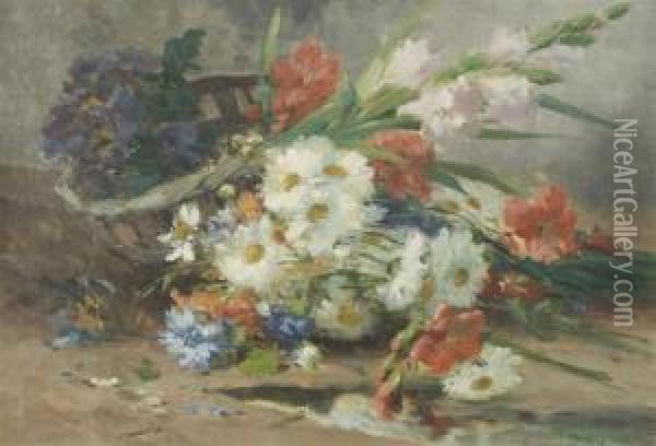 Still Life With Flowers Oil Painting - Eugene Henri Cauchois