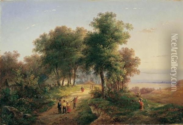 Landschaft Mit Weg Am Waldrand Oil Painting - Marianus Adrianus Koekkoek