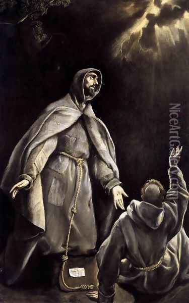 St Francis's Vision of the Flaming Torch 1600-05 Oil Painting - El Greco (Domenikos Theotokopoulos)