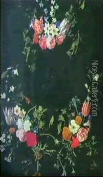 Den Heliga Familjen Inom En Blomsterkrans Oil Painting - Daniel Seghers