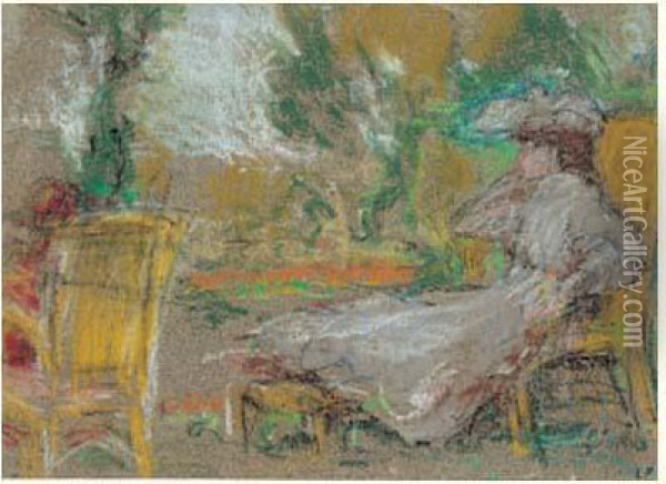 Lucie Hessel Dans Le Pre A Amfreville Oil Painting - Jean-Edouard Vuillard