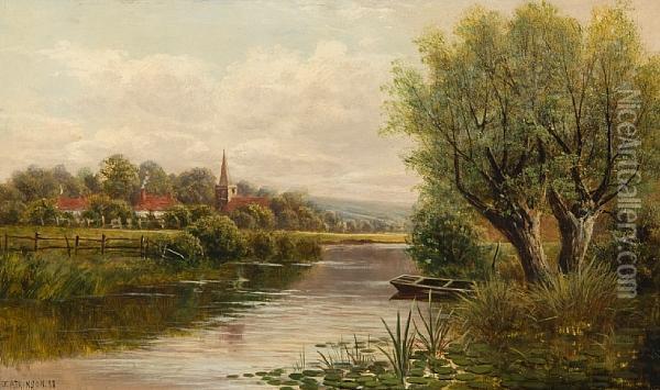 Welsh River Landscape Oil Painting - John Atkinson Grimshaw