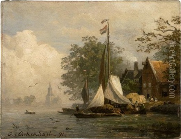 Beladene Boote Oil Painting - Andreas Achenbach