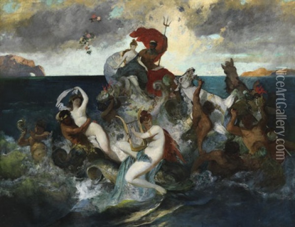 Hochzeitszug Des Neptun Und Der Amphitrite (olstudie) Oil Painting - Otto Seitz