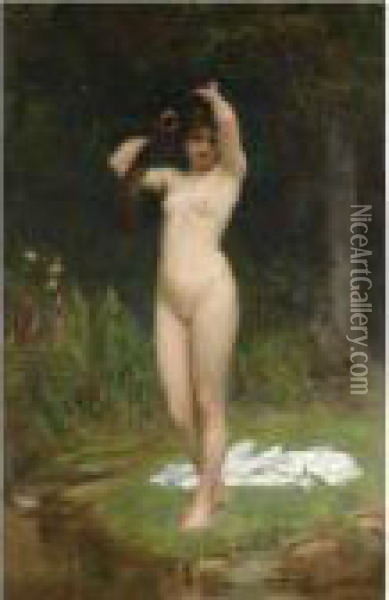 A Woodland Nymph Oil Painting - Philip Hermogenes Calderon