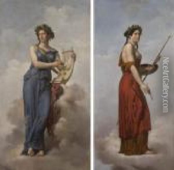 Allegorie De La Peinture Oil Painting - Anne-Louis Girodet de Roucy-Triosson