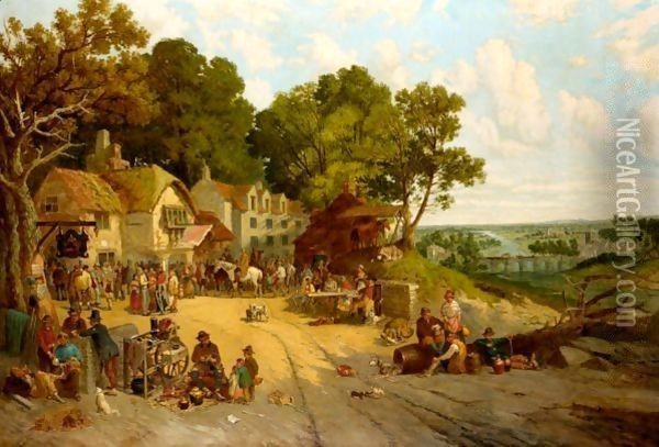 Outside The Canterbury Arms Hotel Oil Painting - John Holland
