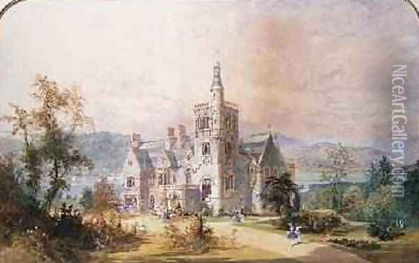 A Scottish baronial mansion Oil Painting - Joseph Nash