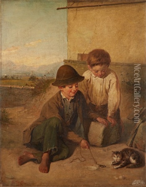 Les Enfants Oil Painting - Bernardino Peretti