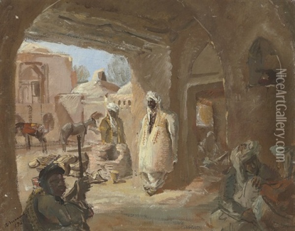 A Caravanserai In Afghanistan Oil Painting - Alexander Evgenievich Iacovleff