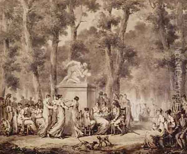The Jardin des Tuileries in 1808 Oil Painting - Jean Pierre Norblin de la Gourdaine
