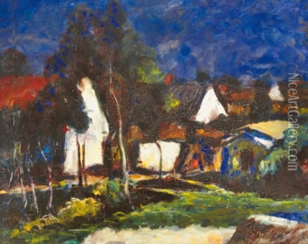 End Of The Village Oil Painting - Jozsef Koszta