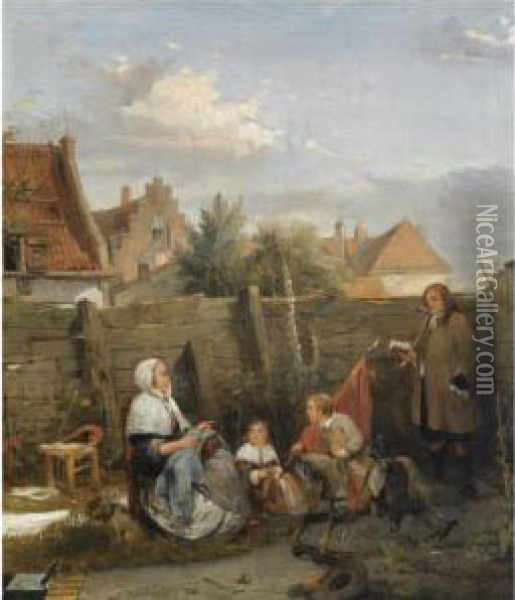 A Family Gathering On A Sunny Afternoon Oil Painting - David Bles