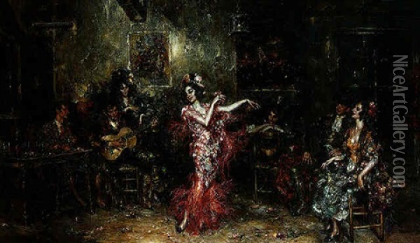 Flamenco Dancing Oil Painting - Juan Pablo Salinas