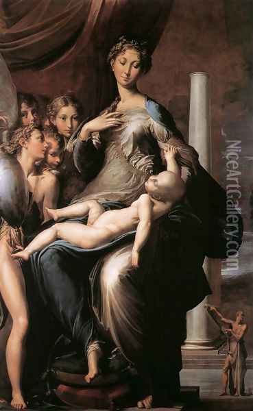 Madonna dal Collo Lungo (Madonna with Long Neck) 1534-40 Oil Painting - Girolamo Francesco Maria Mazzola (Parmigianino)