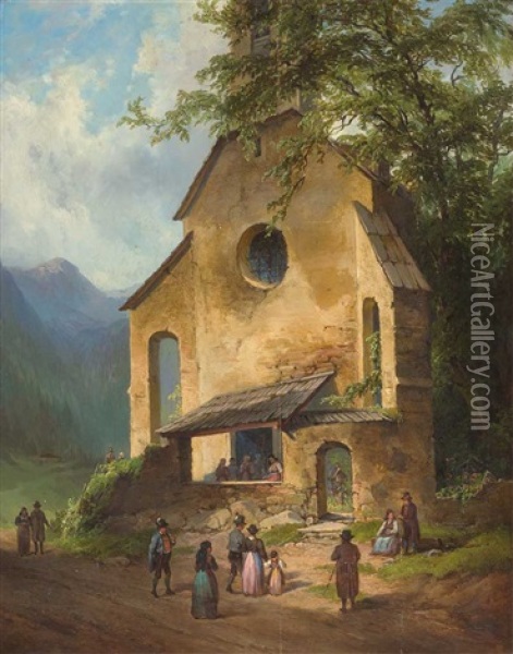 Kirche Bei Unterhaus Nachst Schladming' Oil Painting - Georg Geyer