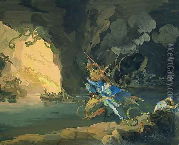 Don Juan in Hell Oil Painting - Giuseppe Bernardino Bison