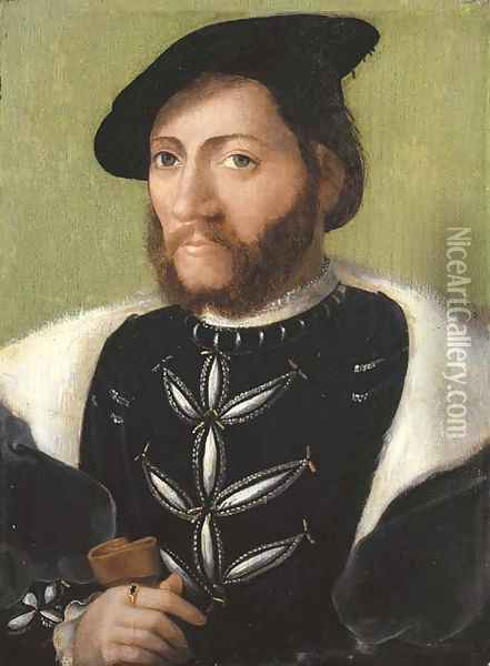 Portrait of a bearded gentleman Oil Painting - Corneille De Lyon